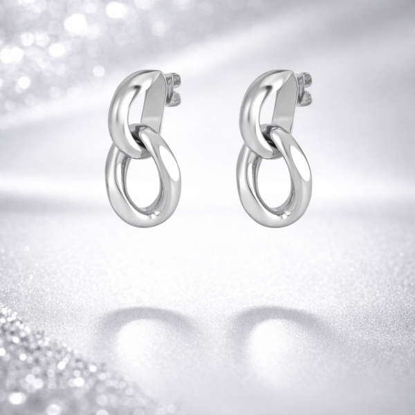 LINKA Studs – Silver Double Chain