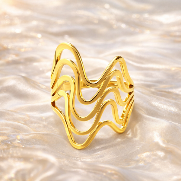 Golden Wave Sculpt RVS Ring – 25.5mm Ø18mm