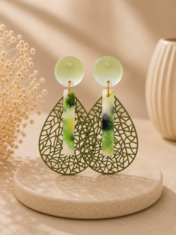 Olive Breeze Drop Earrings