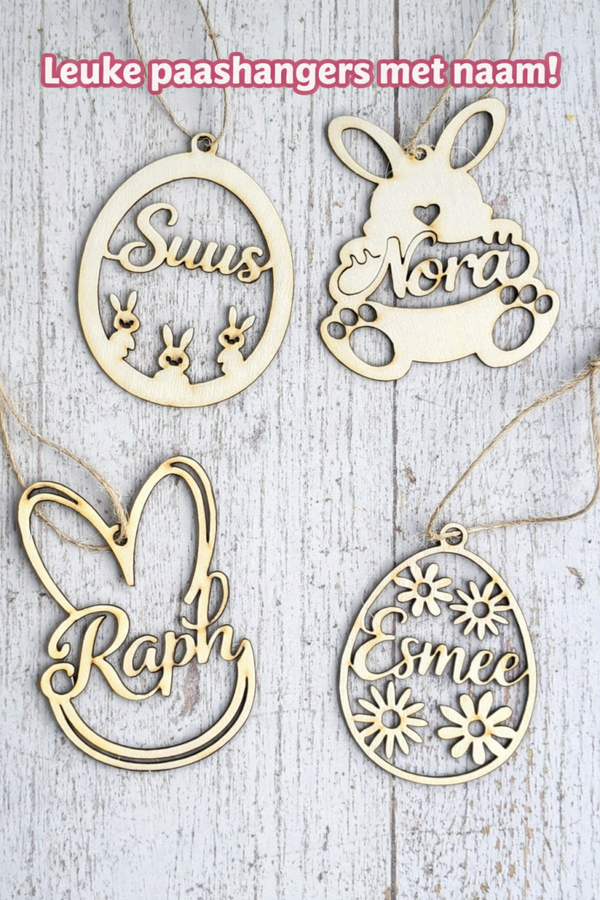 Gepersonaliseerde Paashanger met Naam – Houten Paasdecoratie