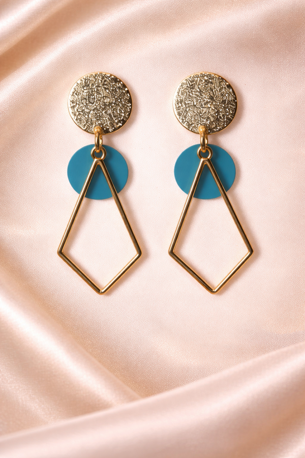 Gouden Diamant & Ocean Drop Oorbellen