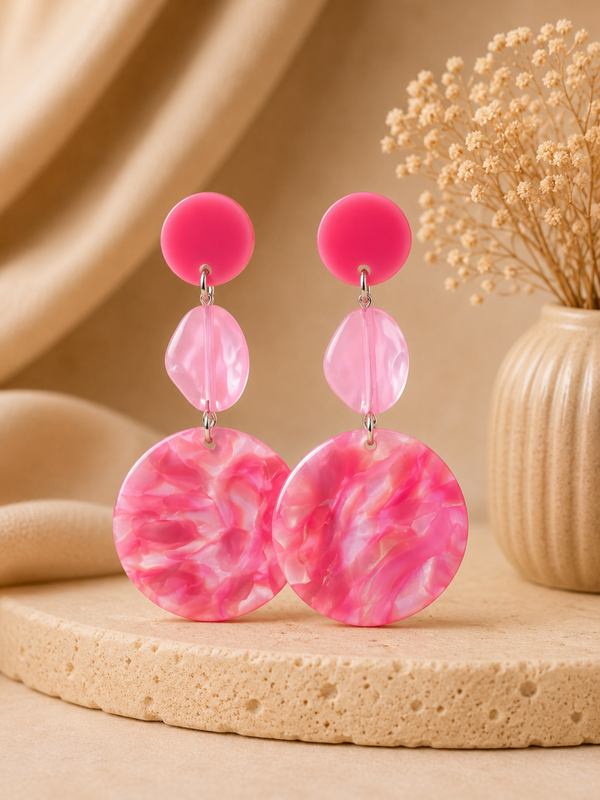 Pink Marble Glow Oorbellen