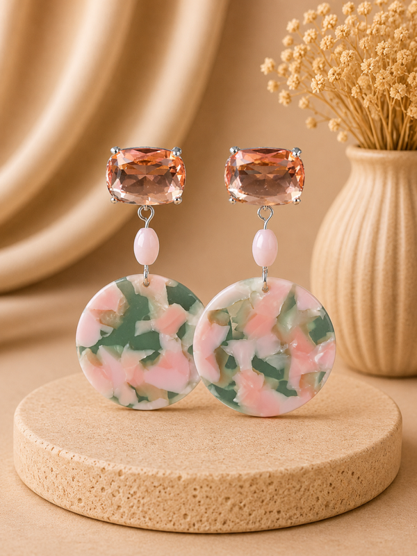 Soft Peach Statement Earrings