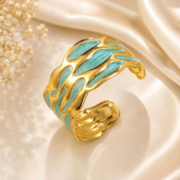 Ocean Blue Cuff Armband – 18K Verguld RVS