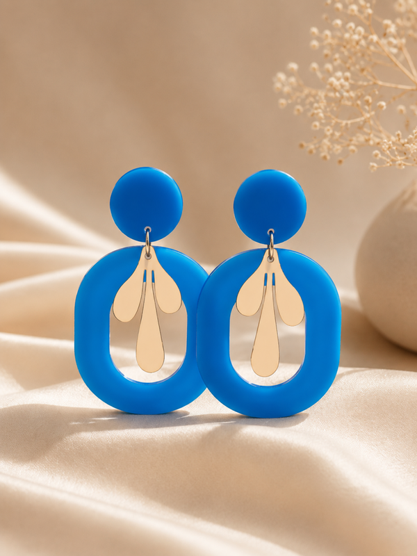 Azure Glow Oorbellen – Royal Blue & Gold