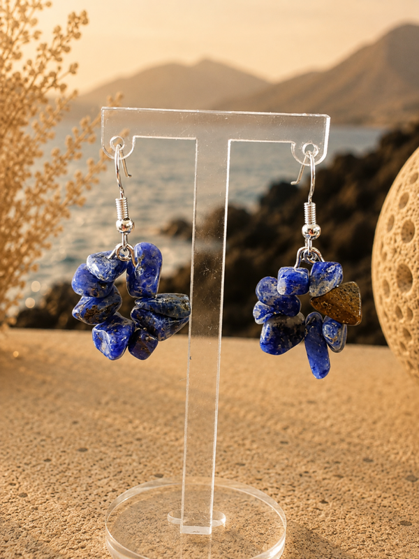 Lanzarote Azul – oorbellen met blauwe natuursteen