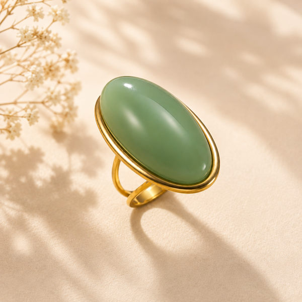 Sage Elegance – Ovale Groene Ring