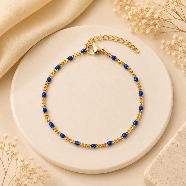 Golden Azure Chain Bracelet – Stainless Steel Cuban Link Bracelet