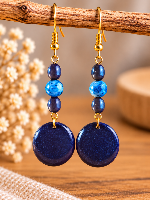 💙 Blue Ocean – Goudkleurige oorbellen