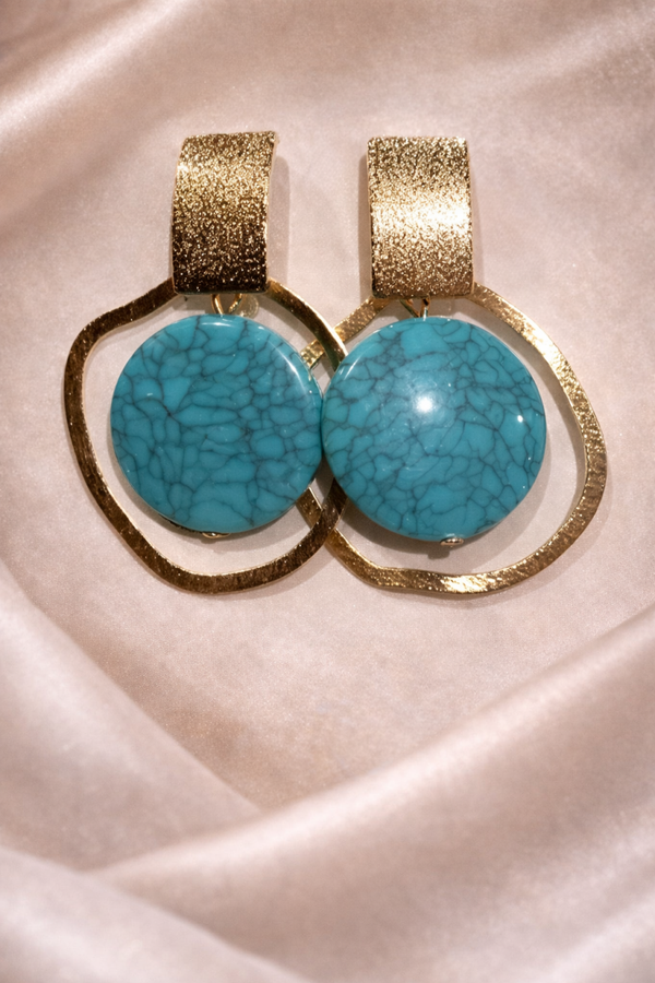 Goud met Turkoois Marmerpatroon