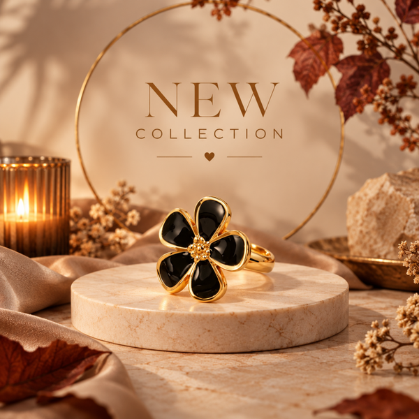 Noir Bloom – Gouden bloemenring