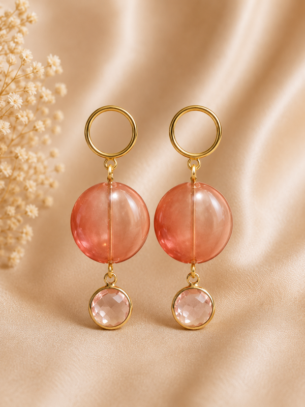 Handgemaakte Oorbellen Rosé Lumière – Roze & Goud | 5 cm