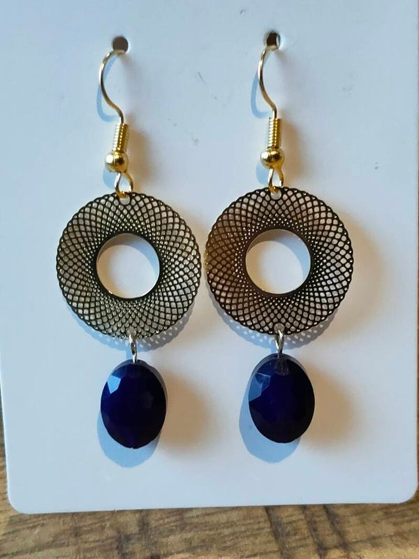 Midnight Royal Discs – Goud & Koningsblauw Oorhangers