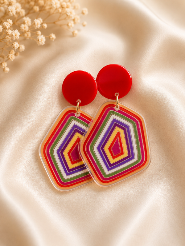 Handgemaakte Oorbellen Kaleido – Multicolor Statement | 5 cm