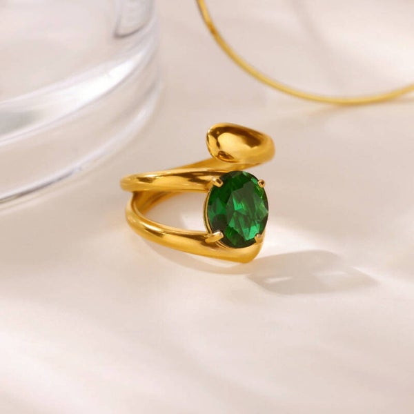 Emerald Twist Statement Ring