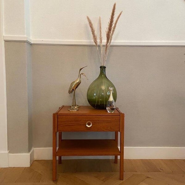 Vintage Deens Nachtkastje van teakfineer