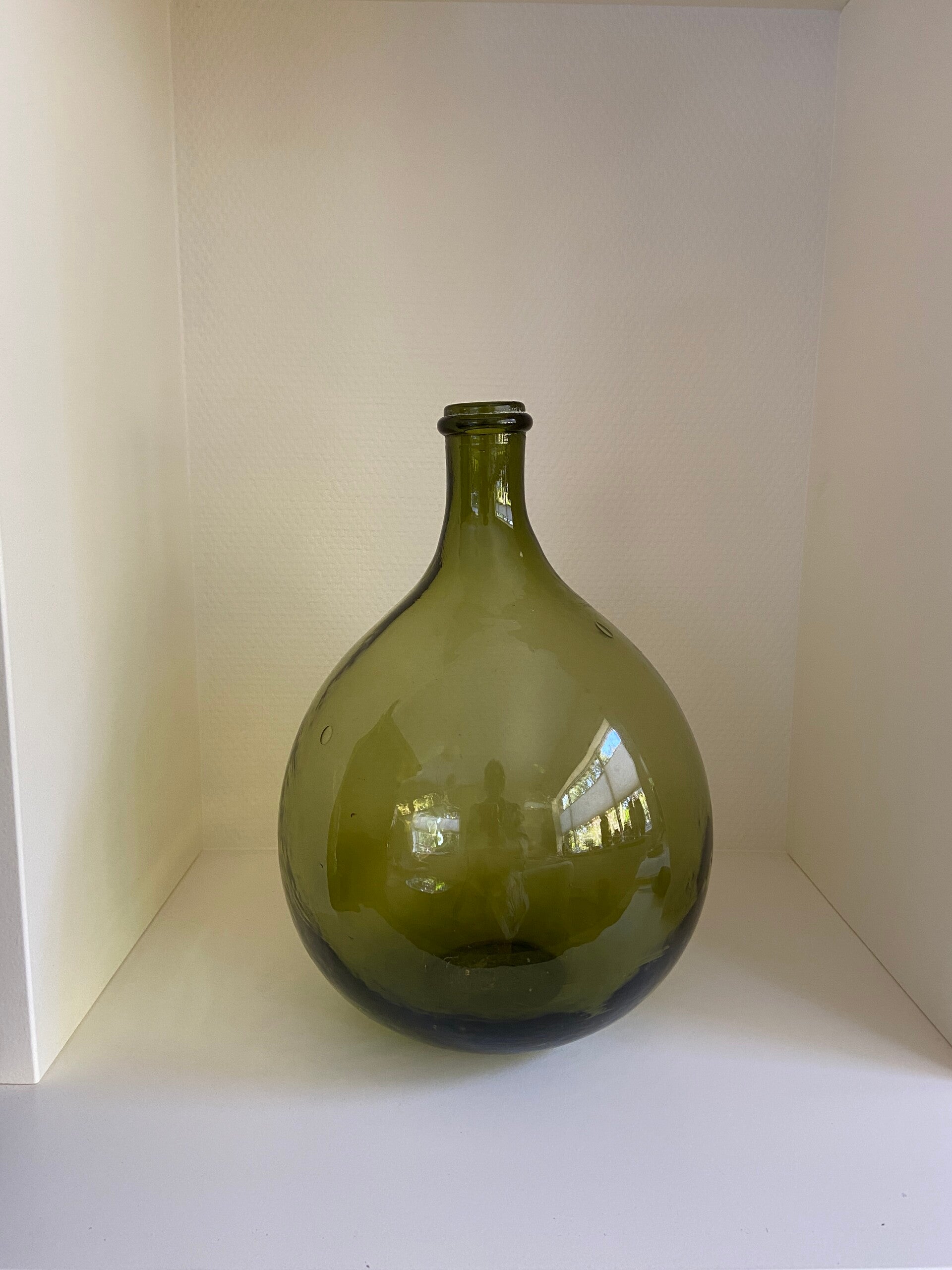 Vintage Franse groene bolvaas van glas