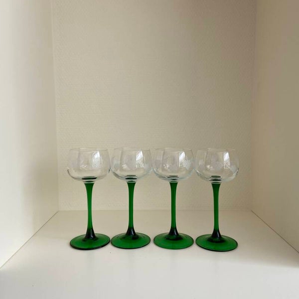 Set van 4 Luminarc France wijnglazen met druivendecoratie