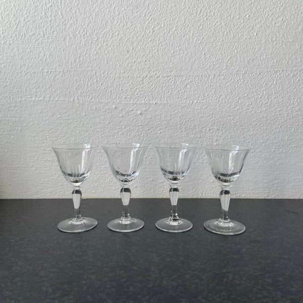 Set van 4 vintage borrel-/likeurglaasjes met ingegraveerde sterren