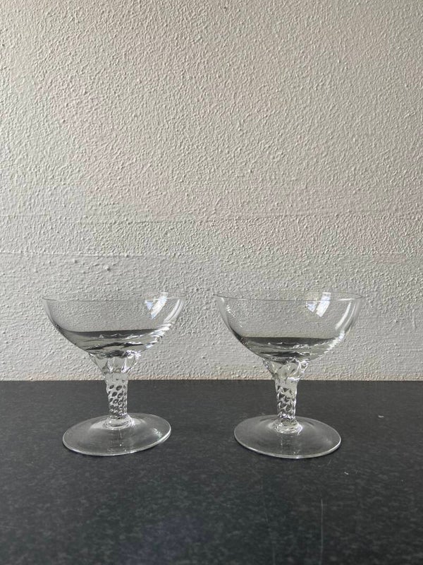 Set van 2 champagnecoupes met gedraaide steel