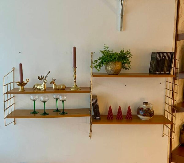 Vintage messing wandrek met 4 planken