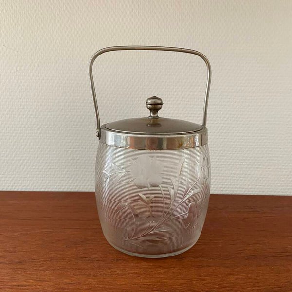 Art Deco koekjes/snoeppot met vernikkelde deksel
