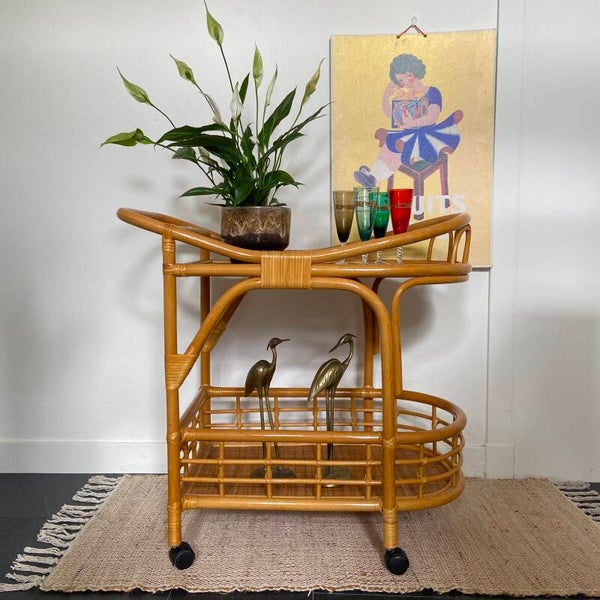 Vintage Rotan serveerwagen