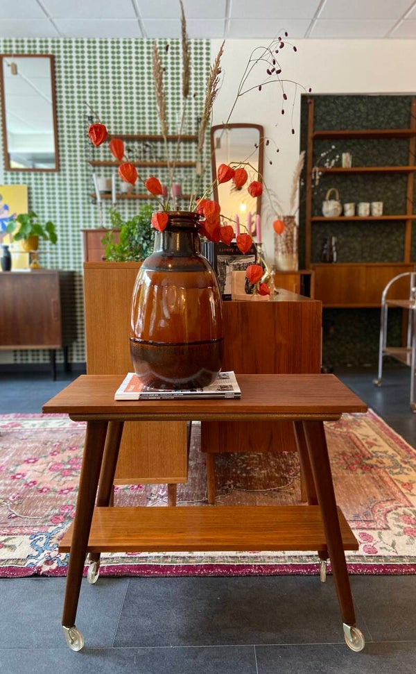 Vintage Teak TV-meubel op wielen