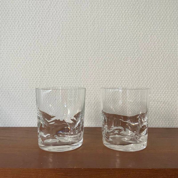 Set van 2 vintage Deense tumblers met bewerkt glas