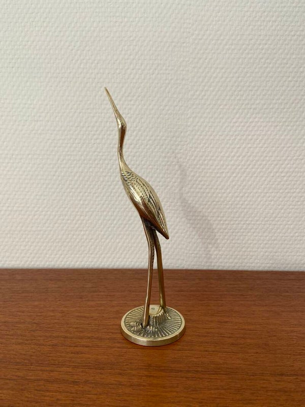 Messing kraanvogel met bewerkte vleugels en voet (nr. 13)