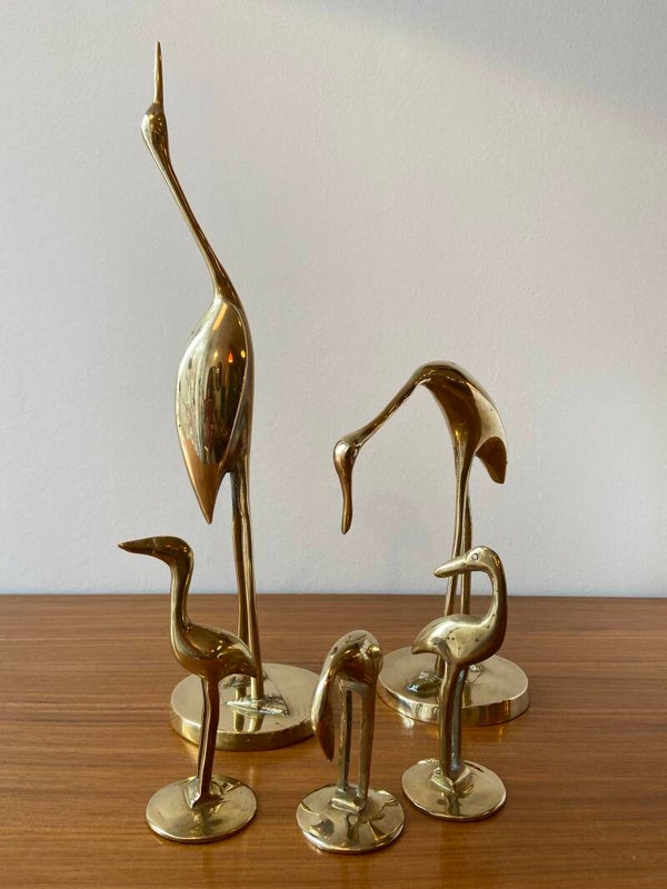 Familie vintage messing flamingo's