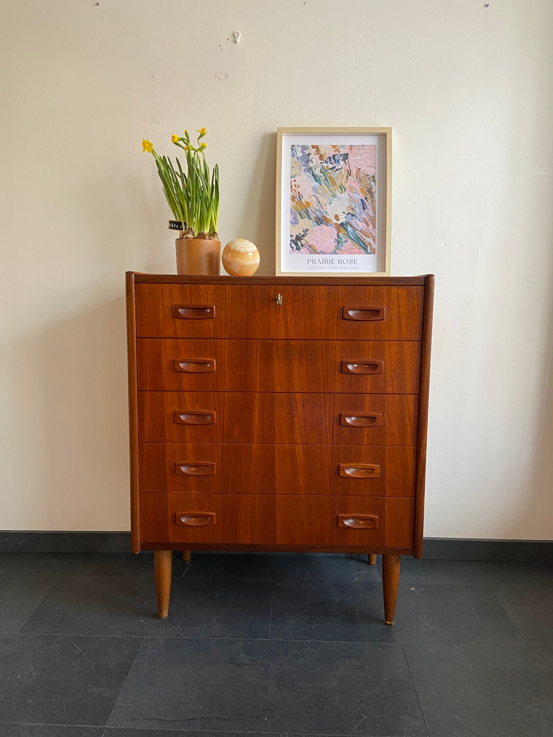 Vintage teak 5-ladekast