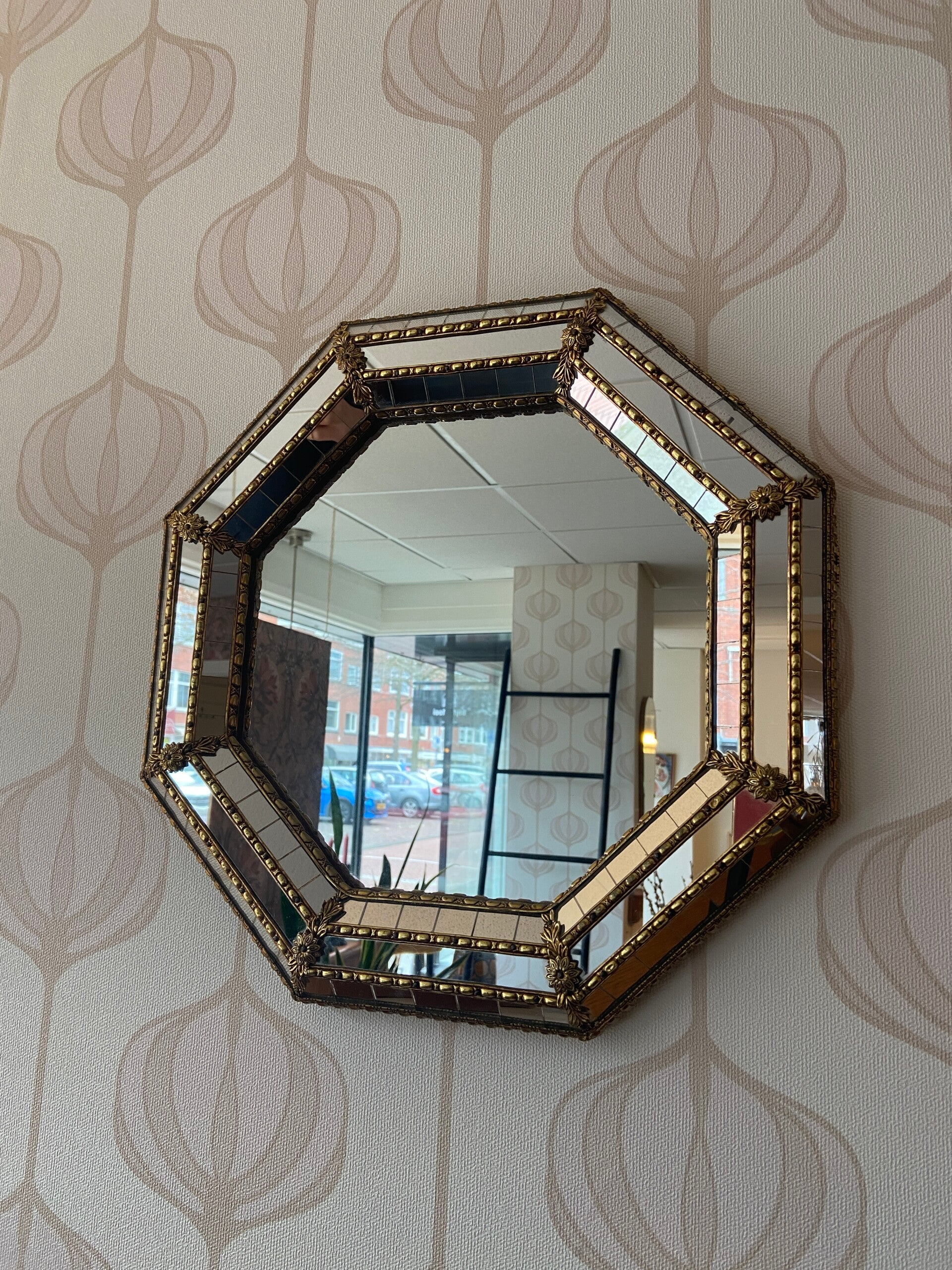 Hollywood Regency 8-hoekige spiegel