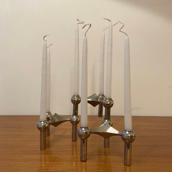 Set van 3 vintage Stoff-Nagel kandelaren