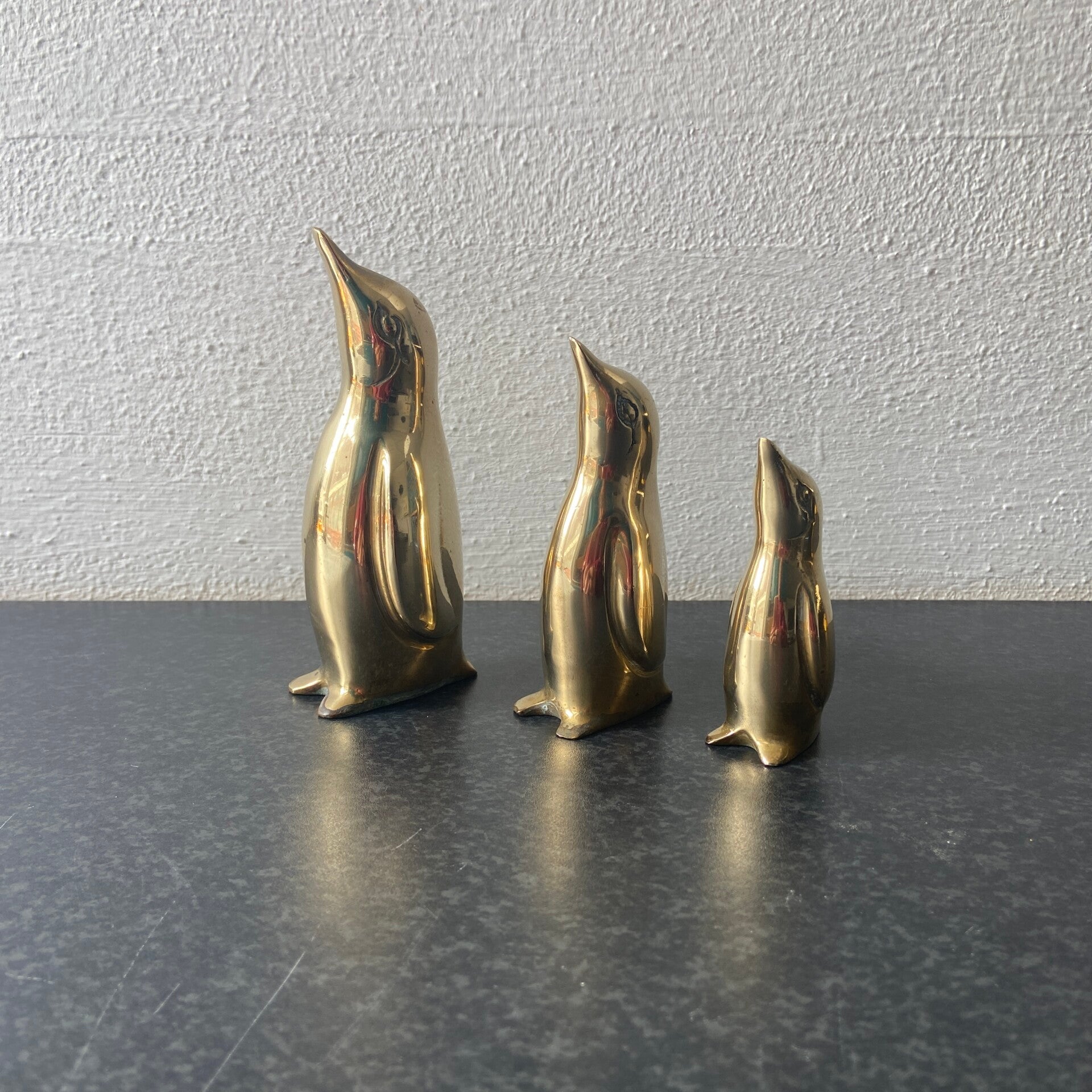 Set van 3 vintage messing pinguins