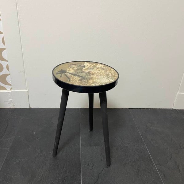 Retro bijzettafel/plantentafeltje met Deense afbeelding uit 1951