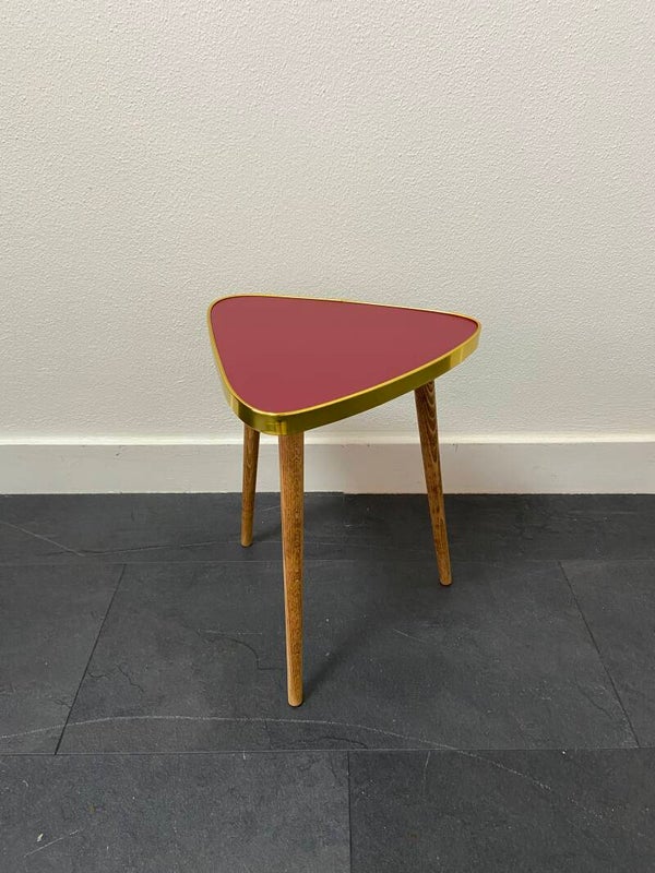 Retro plantentafeltje/bijzettafeltje met rood blad