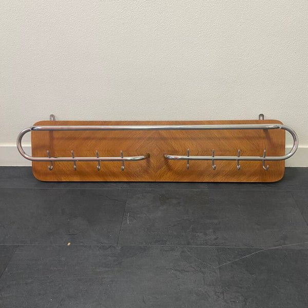 Kapstok jaren '60 teak en chroom