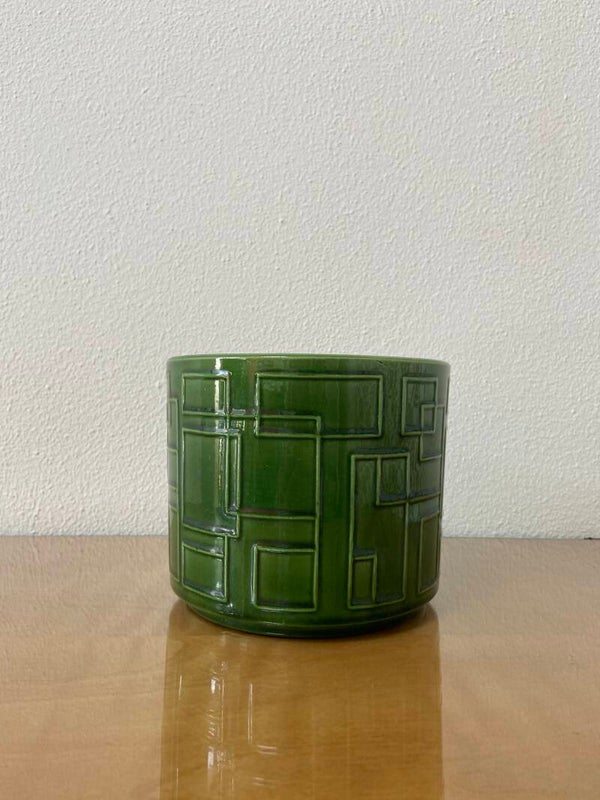 Vintage groene bloempot van ADCO (Groningen) 2 503