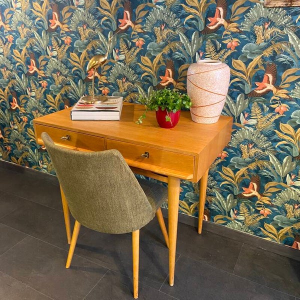 Vintage Bureautafel/Sidetable met 2 laden