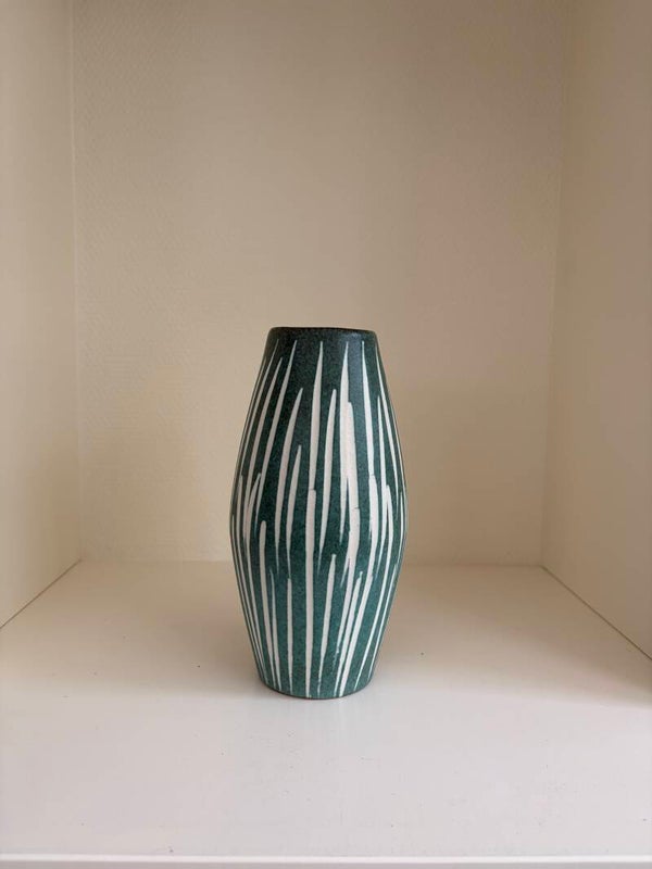 Scheurich vaas in groen/wit keramiek, Jaren'60/'70