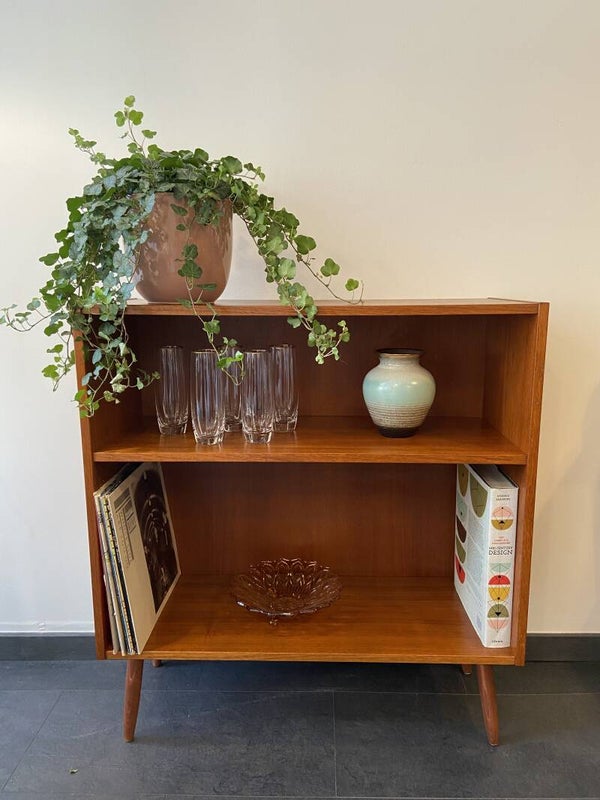 Vintage Deense Platen-/Boekenkast in teak