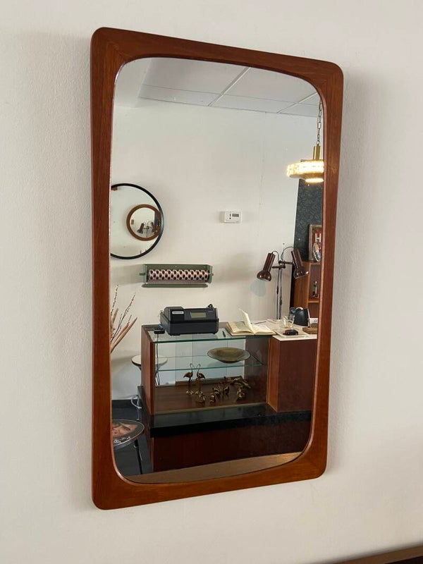 Vintage Deense spiegel in teakhouten lijst