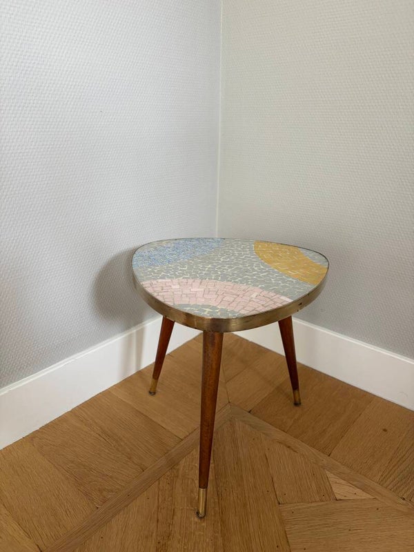 Bijzettafeltje/plantentafeltje met mozaïek tegelblad, jaren '60