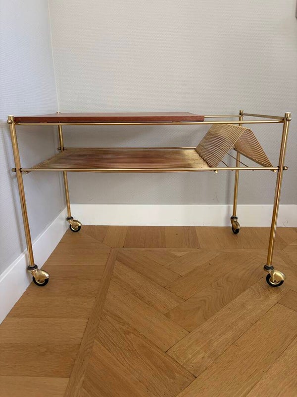 Bijzettafel/platenspelertafel met rek voor  vinyl singles, jaren '60