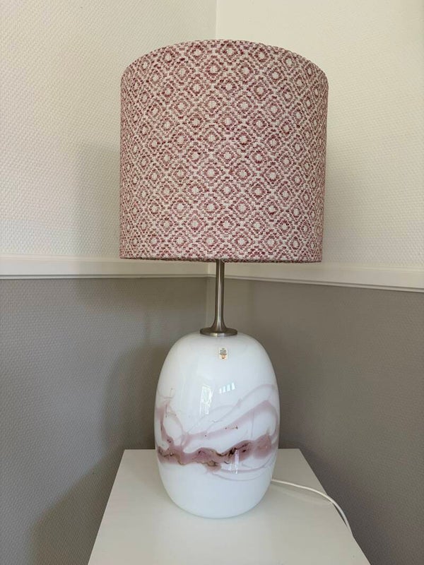 Lampenkap met roze canvas bewerkte stof (2)