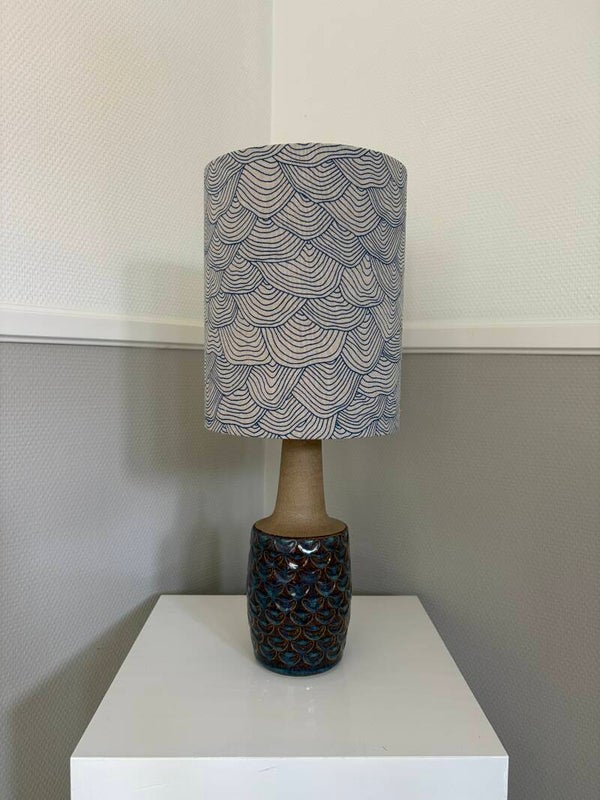 Lampenkap met Ginko print in blauw/wit