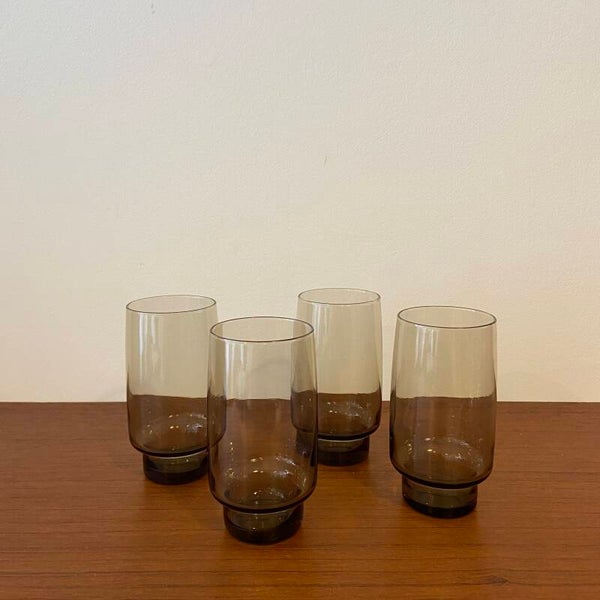 Set van 4 vintage Franse limonade/longdrinkglazen van rookglas