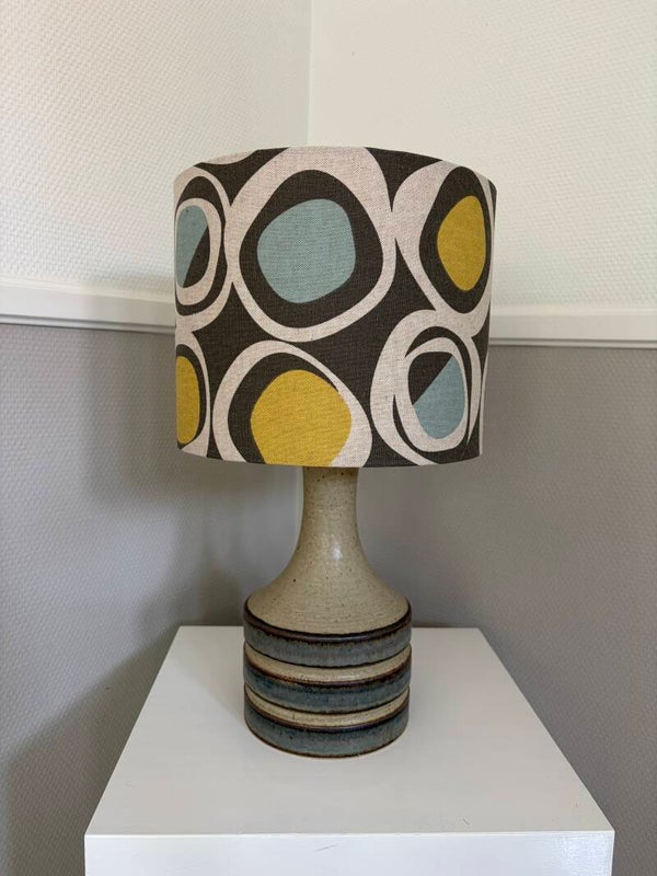 Lampenkap retro met blauw/gele geometrische vormen