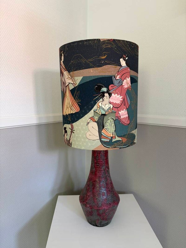 Lampenkap Japanse geisha's, witte binnenzijde